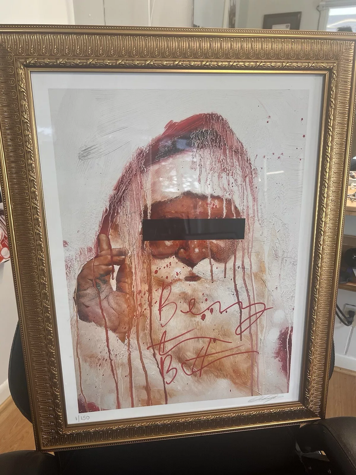 Benny The Butcher / Isaac Pelayo Signed Bust A Brick St Nick Print 1/150