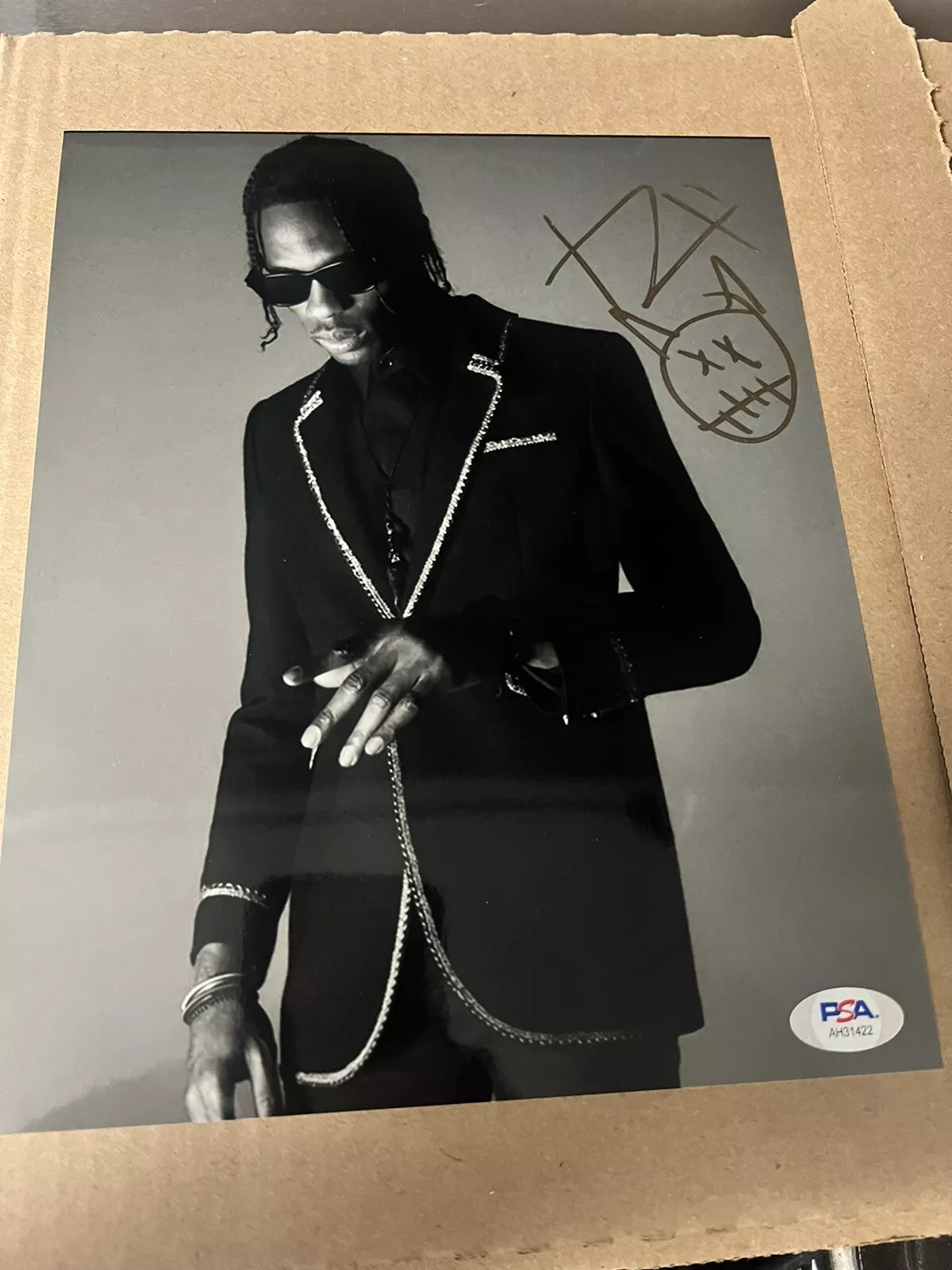 Travis Scott Signed Photo w/ Skull Sketch- PSA/DNA Beautiful Rapper Rap 8x10